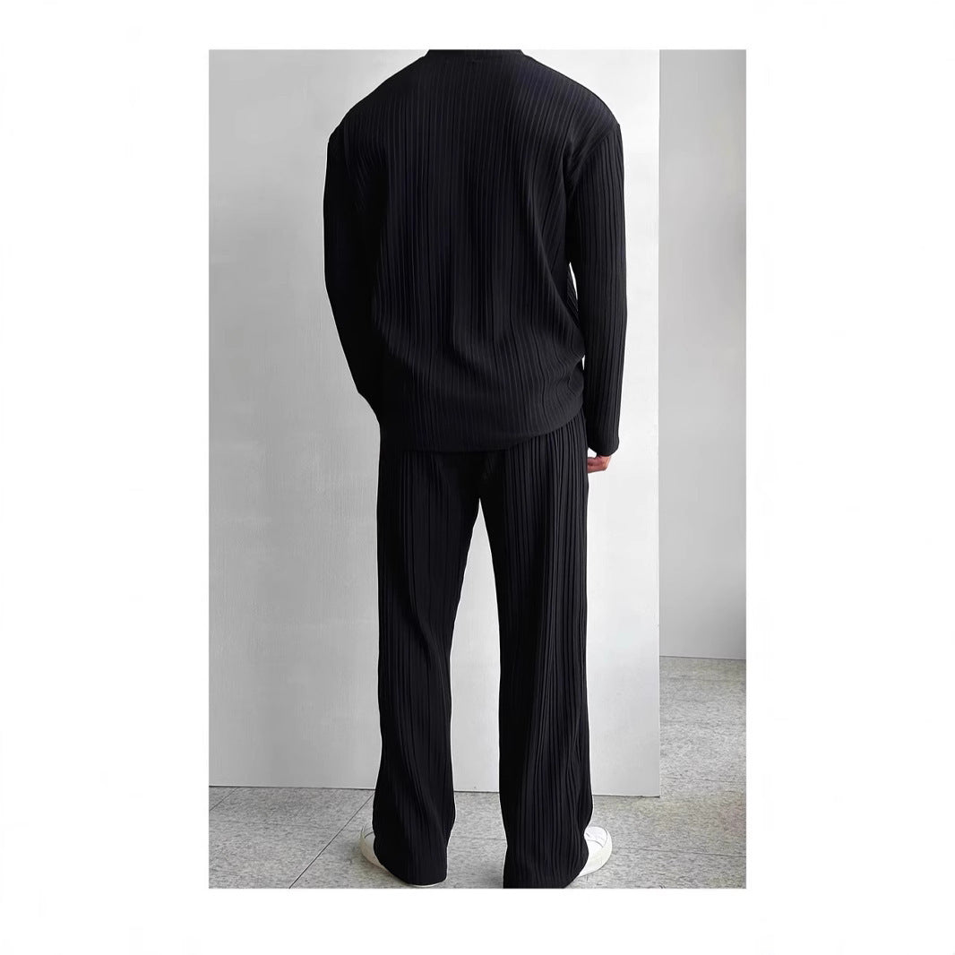 Men's Casual Button Shirt Long Sleeve Trousers Suit